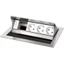 Kindermann CablePort standard² 4-fach Tischanschlussdose - Unterflurmontage - 3x Steckdosen (Typ F) - Silber/Schwarz