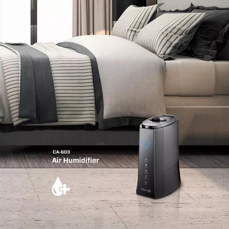 Clean Air Optima CA-603 Ultraschall-Luftbefeuchter mit Ionisator, 5,5 l, Kalt- & Warmnebel, bis 60 m², digitales Touchpanel, Fernbedienung, Wi-Fi-App