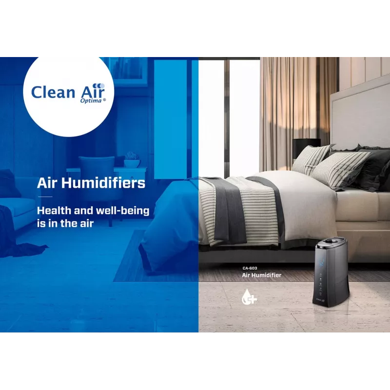 Clean Air Optima CA-603 Ultraschall-Luftbefeuchter mit Ionisator, 5,5 l, Kalt- & Warmnebel, bis 60 m², digitales Touchpanel, Fernbedienung, Wi-Fi-App