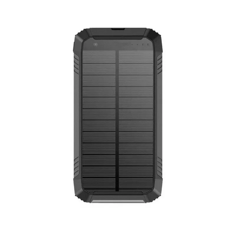 PowerNeed S20000Q 20000mAh Outdoor Solar Power Bank mit kabellosem Laden, QC3.0 & PD 20W, Schwarz
