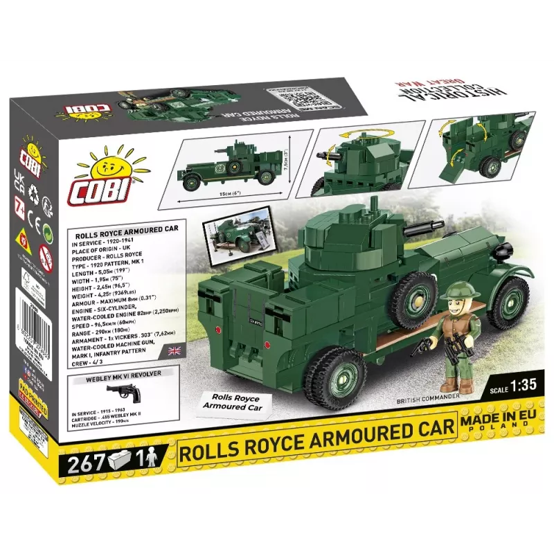 COBI KLOCKI Historical Collection Rolls-Royce Armoured Car 1920 Pattern Mk I Bauklötze-Set (226 Teile)
