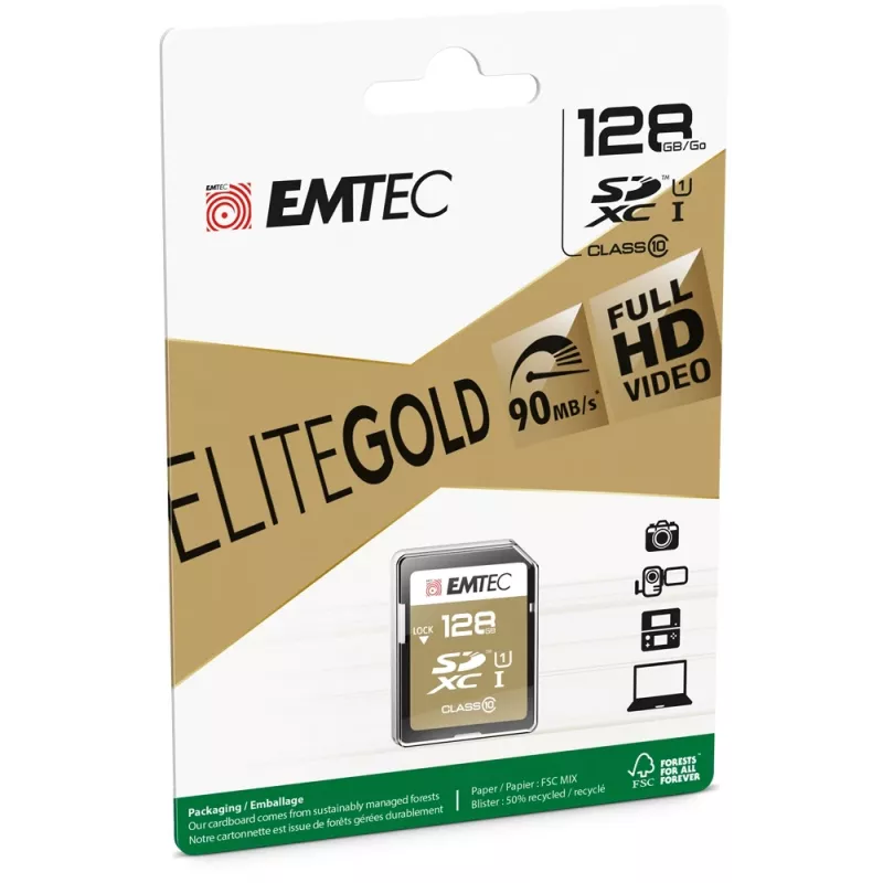 Emtec SDXC 128GB Class10 Gold+ UHS-I U1 Speicherkarte