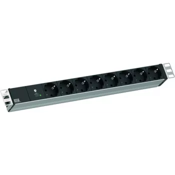 Bachmann 19 inch 1U 8x CEE7/3 PDU mit Überspannungsschutz, 2,0 m Kabel, Lichtgrau (RAL 7035) 800.3932