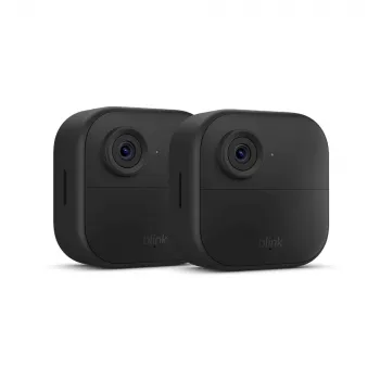 Amazon Blink Outdoor 4 Kabelloses Smart-Sicherheitskamera-System (2 Kameras + Sync Module Core) - 1080p HD, Infrarot-Nachtsicht, Zwei-Wege-Audio, wetterbeständig, schwarz