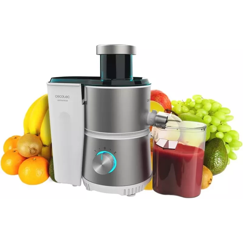 Cecotec Juice&Fresh 400 Titan White Zentrifugalentsafter, 400 W, 2 Geschwindigkeiten, Edelstahlfilter, 1,2 L Tresterbehälter, Weiß