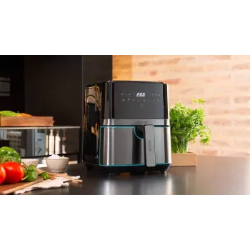 Cecotec Cecofry Full InoxBlack 5500 Pro Heißluftfritteuse, 1700 W, 5,5 L, Schwarz/Edelstahl