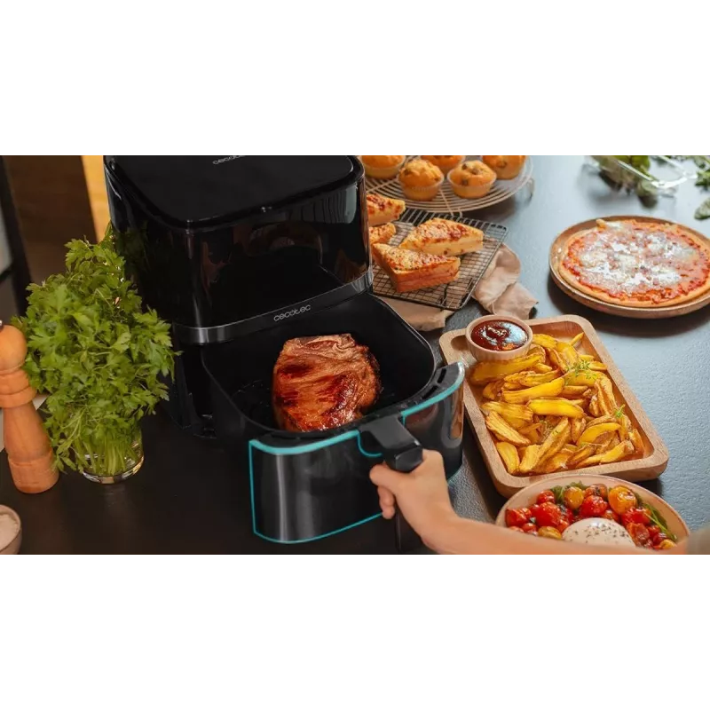 Cecotec Cecofry Full InoxBlack 5500 Pro Heißluftfritteuse, 1700 W, 5,5 L, Schwarz/Edelstahl