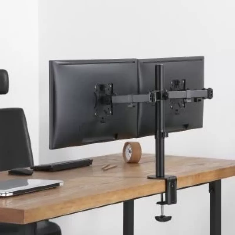 Maclean MC-884 Einzelmonitor-Tischhalterung für 17-32 inch Bildschirme, Schwarz, Gasfeder, USB 3.0