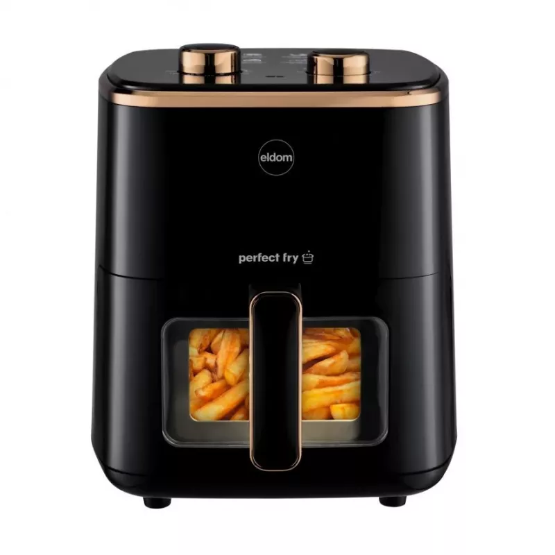 ELDOM FRITTA Fettfreie Fritteuse 5,0 L Einstellbare Temp. Timer 1500 W Einzeln 5 L Standalone Heißluftfritteuse Schwarz
