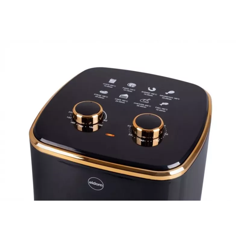 ELDOM FRITTA Fettfreie Fritteuse 5,0 L Einstellbare Temp. Timer 1500 W Einzeln 5 L Standalone Heißluftfritteuse Schwarz