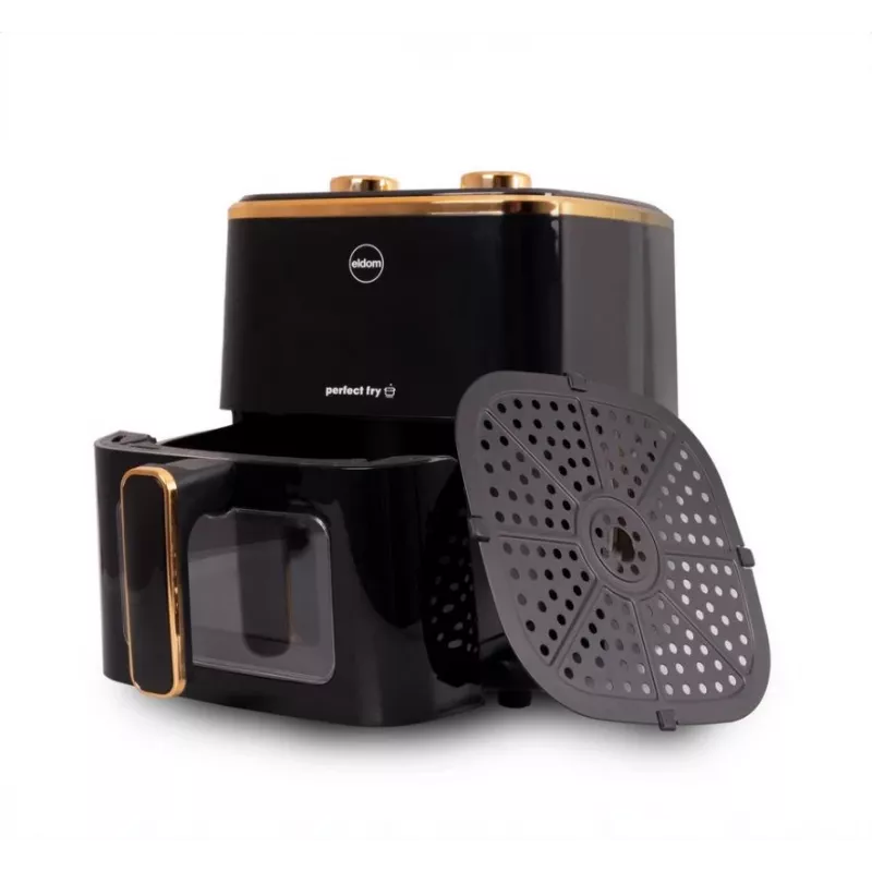 ELDOM FRITTA Fettfreie Fritteuse 5,0 L Einstellbare Temp. Timer 1500 W Einzeln 5 L Standalone Heißluftfritteuse Schwarz