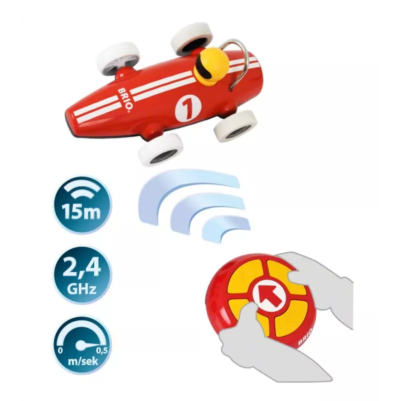 BRIO RC Rennwagen mit Fernbedienung, Rot/Weiß