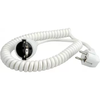 Bachmann Spiralkabel H05VV-F 3G1,5mm² 0,5m Weiß CEE7/7