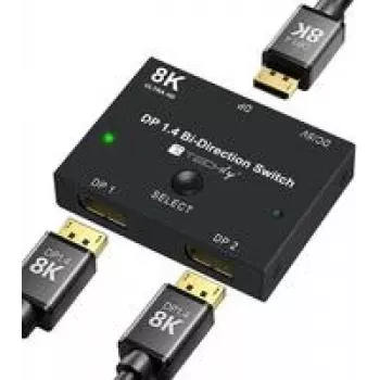 TECHLY IDATA-DP-2DP-8KT Bidirektionaler DisplayPort 1.4 Switch 8K 2-in-1-out / 1-in-2-out Splitter