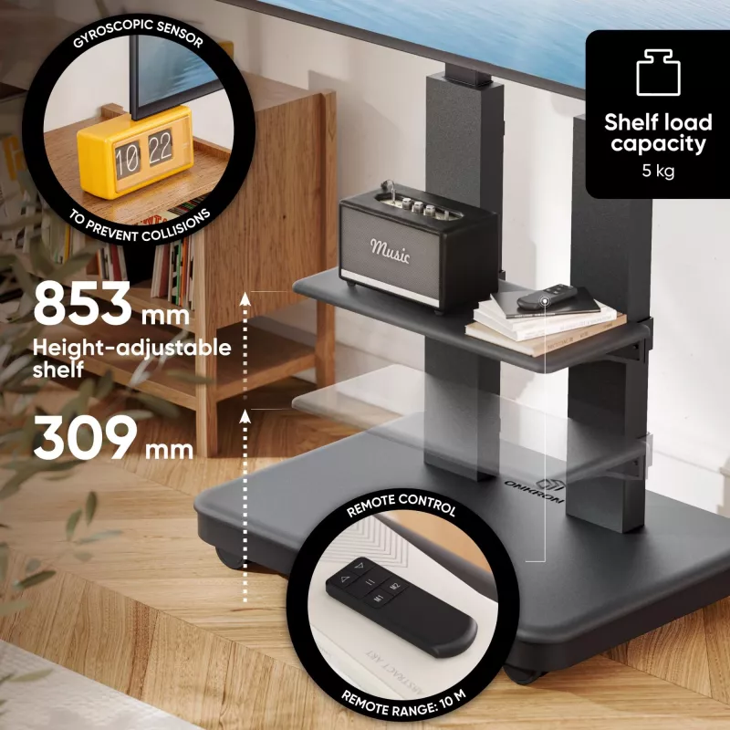 ONKRON TS2811E-B Mobiler TV-Ständer für 50-120 Zoll Bildschirme, Schwarz