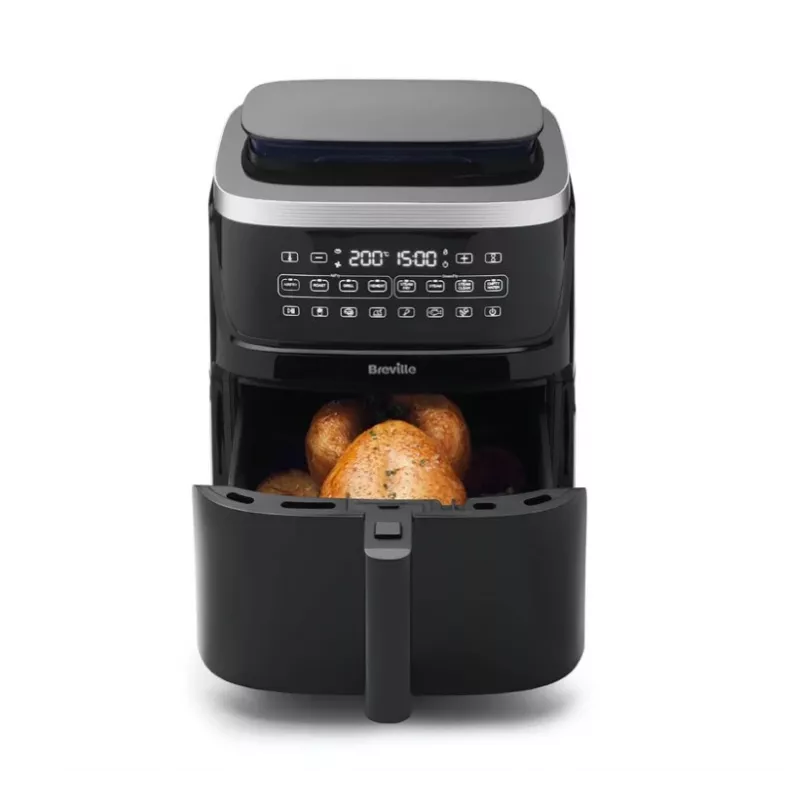 Breville VDF133X Ölfreier Dampf-Heißluftfritteuse, 7L, 1700W, Schwarz/Silber