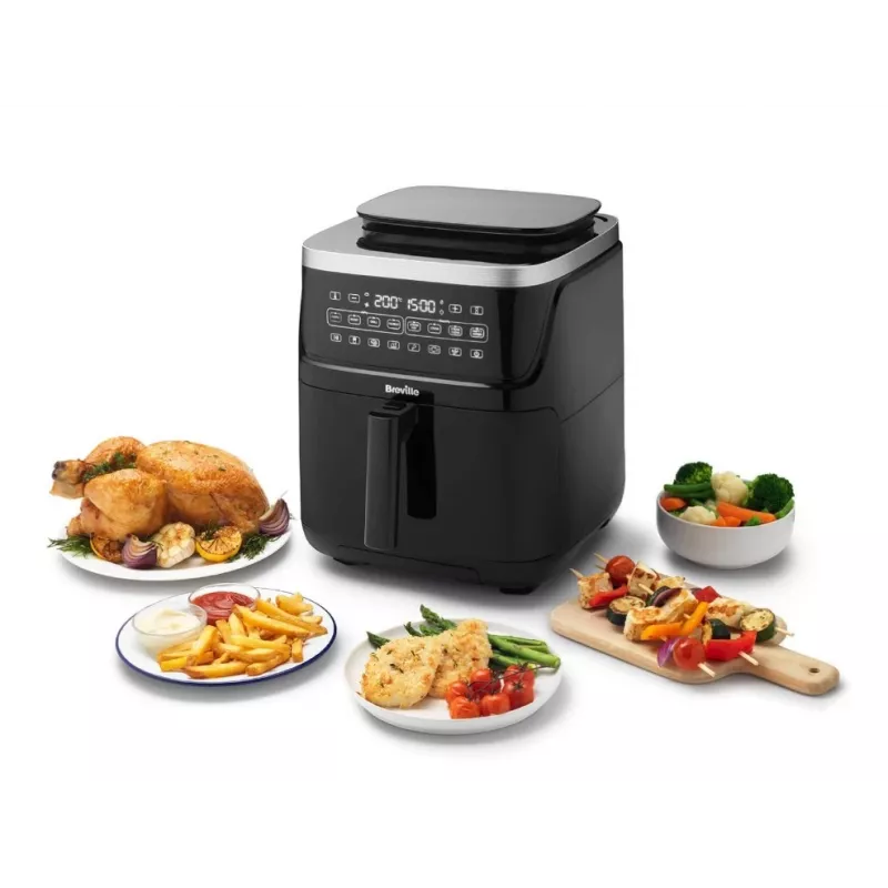 Breville VDF133X Ölfreier Dampf-Heißluftfritteuse, 7L, 1700W, Schwarz/Silber