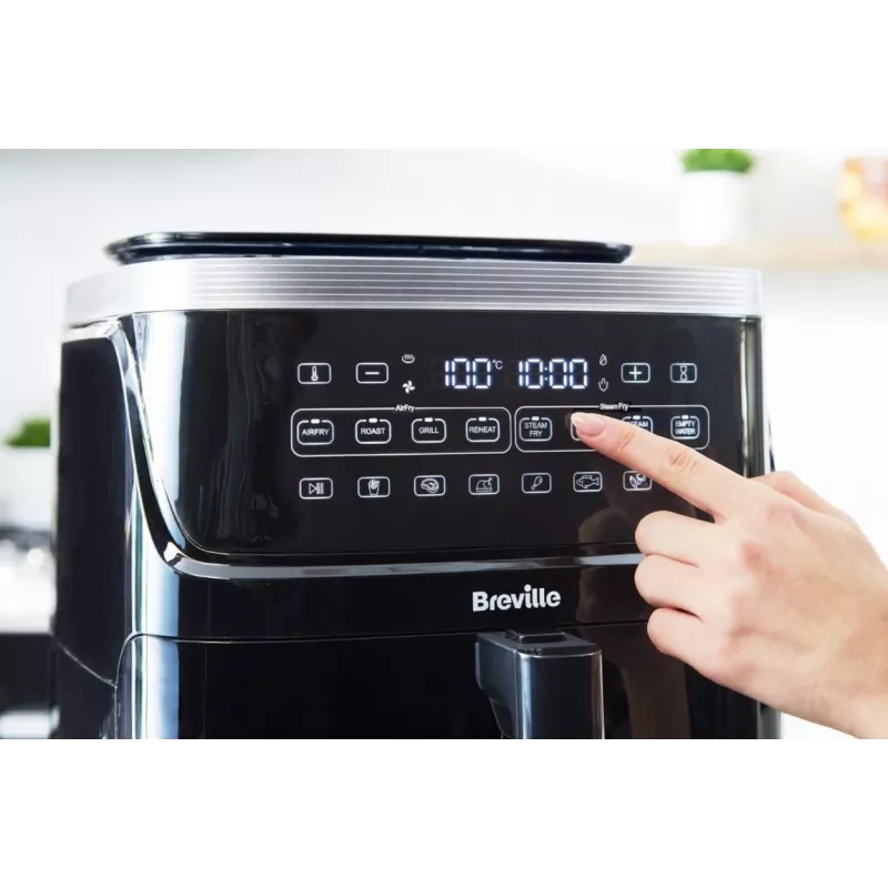Breville VDF133X Ölfreier Dampf-Heißluftfritteuse, 7L, 1700W, Schwarz/Silber