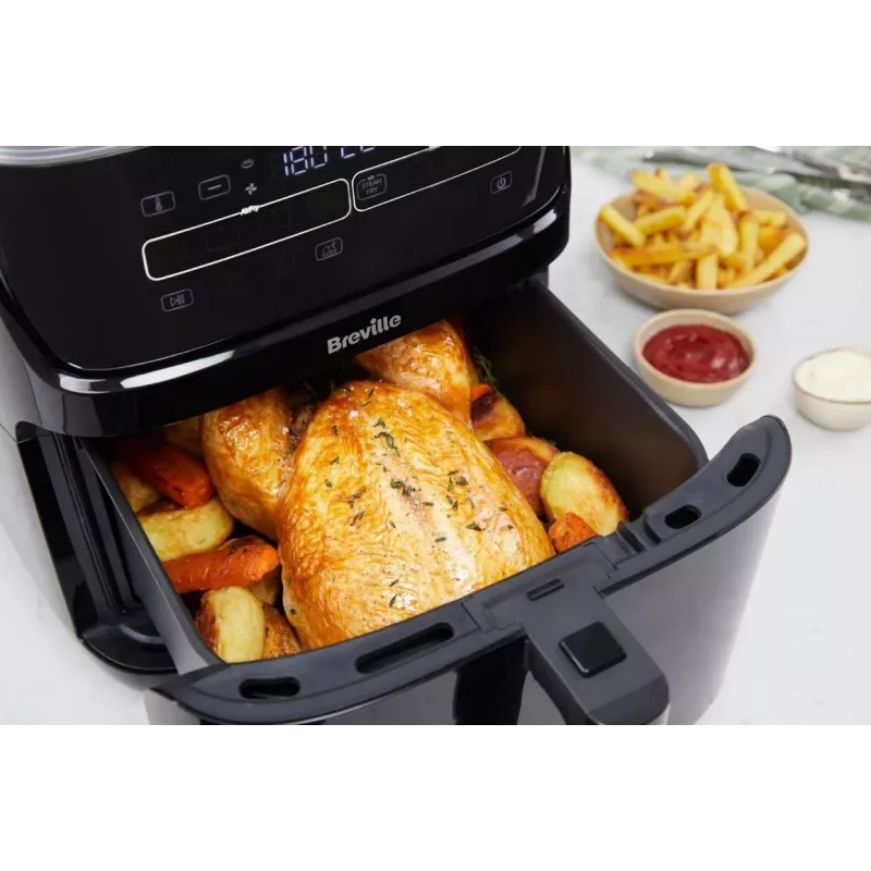Breville VDF133X Ölfreier Dampf-Heißluftfritteuse, 7L, 1700W, Schwarz/Silber
