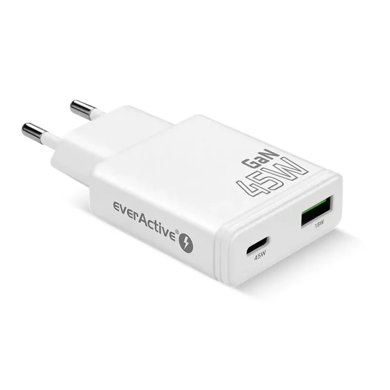 EVERACTIVE GaN QC3.0 45W USB-C Wandladegerät SC-460Q Weiß