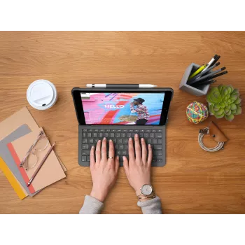 Logitech Slim Folio Tastaturhülle für iPad 10,2 Zoll (7., 8., 9. Generation) - Graphit - QWERTY UK Englisch