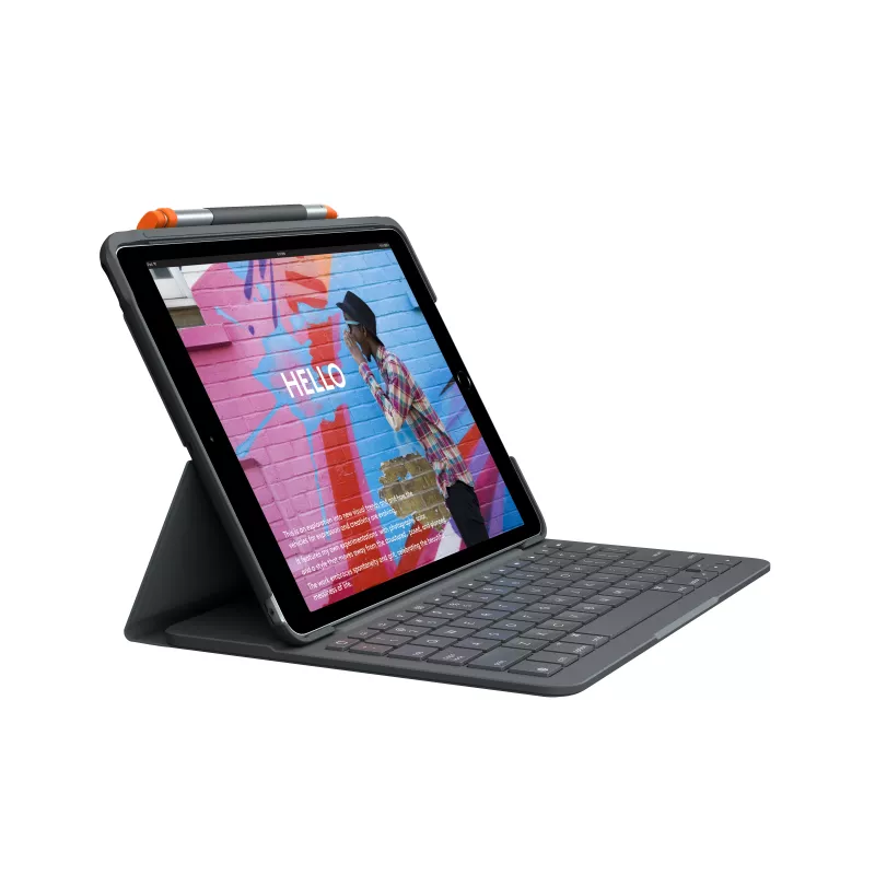 Logitech Slim Folio Tastaturhülle für iPad 10,2 Zoll (7., 8., 9. Generation) - Graphit - QWERTY UK Englisch