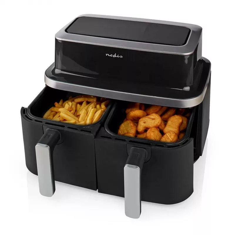 Nedis KAAF320BK Heißluftfritteuse Dual Basket 8,4 L 2600 W Digital-Touchscreen Schwarz