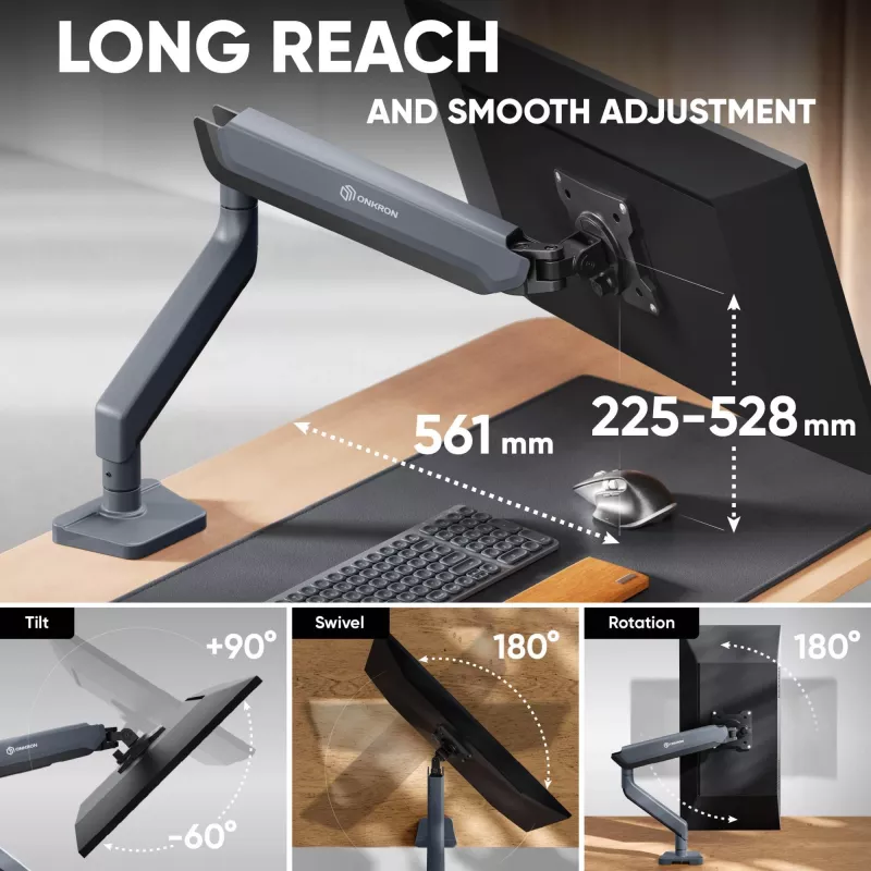 ONKRON G95-G Tischhalterung für 17-45 Zoll Monitore, Graphit