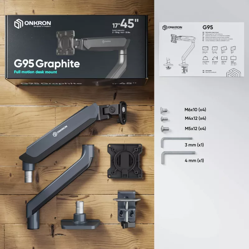 ONKRON G95-G Tischhalterung für 17-45 Zoll Monitore, Graphit