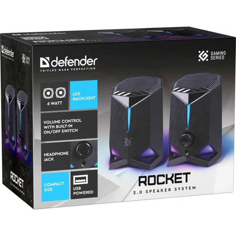 Defender Rocket 2.0 PC-Lautsprecher 6W LED USB Schwarz