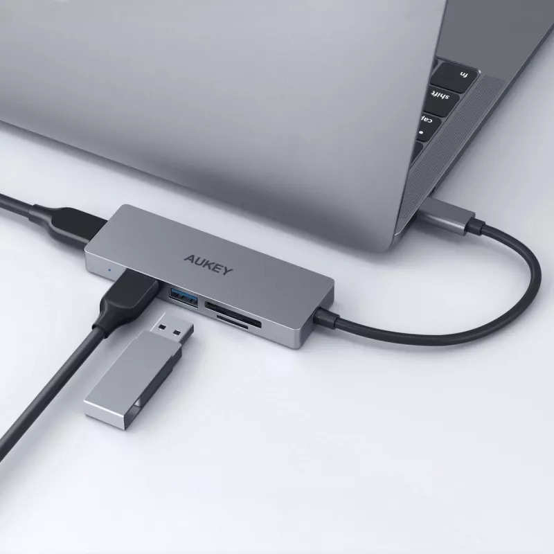 AUKEY CB-C63 USB-C Hub Ultra Slim 4-in-1 Aluminum Space Gray