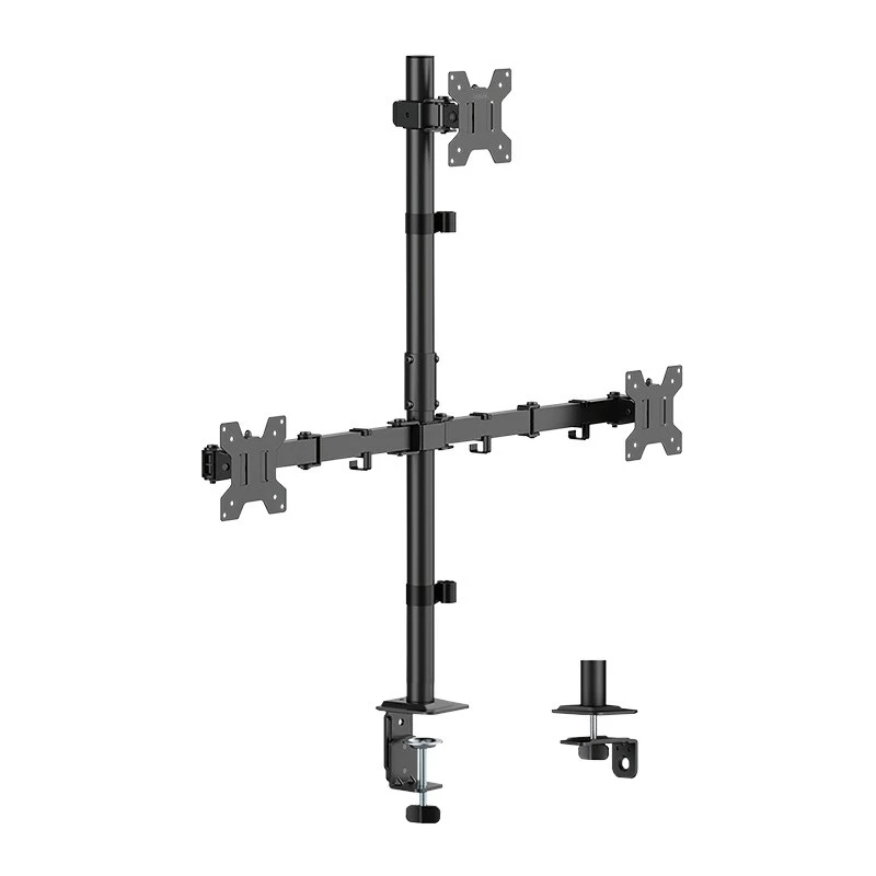 LOGILINK Triple Monitor Halterung für 17-27 Zoll Bildschirme, 10 kg pro Arm, Schwarz