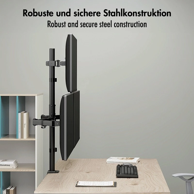 LOGILINK Triple Monitor Halterung für 17-27 Zoll Bildschirme, 10 kg pro Arm, Schwarz