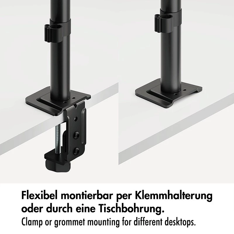 LOGILINK Triple Monitor Halterung für 17-27 Zoll Bildschirme, 10 kg pro Arm, Schwarz
