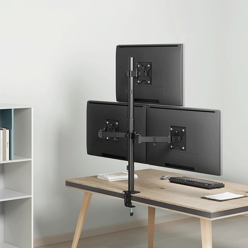 LOGILINK Triple Monitor Halterung für 17-27 Zoll Bildschirme, 10 kg pro Arm, Schwarz