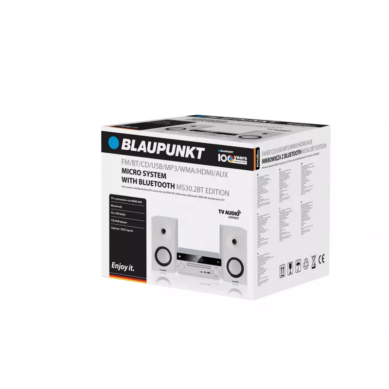 Blaupunkt MS30.2BT Edition Micro System mit Bluetooth, CD, USB, HDMI ARC, FM-Radio, 2x25W RMS, Schwarz