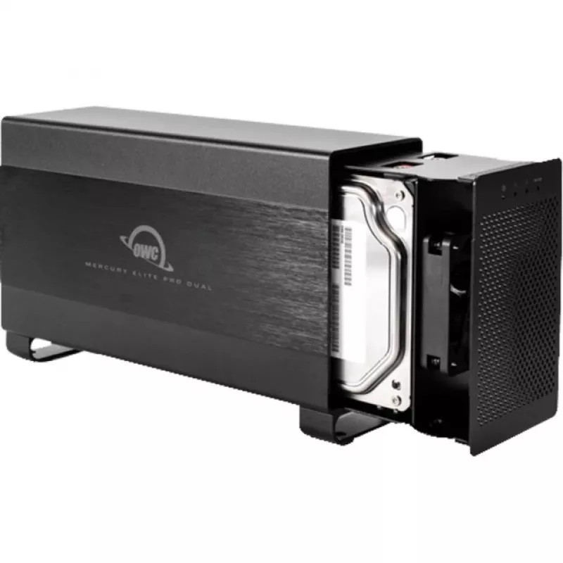 OWC Mercury Elite Pro Dual - Externes RAID-Gehäuse - 2 Schächte - 2,5/3,5 Zoll - SATA I/II/III - USB 3.1 Gen 1 & eSATA - Aluminium - Schwarz