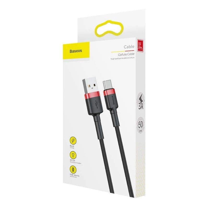 Baseus Cafule USB-A auf USB-C Kabel 0,5m 3A Rot/Schwarz