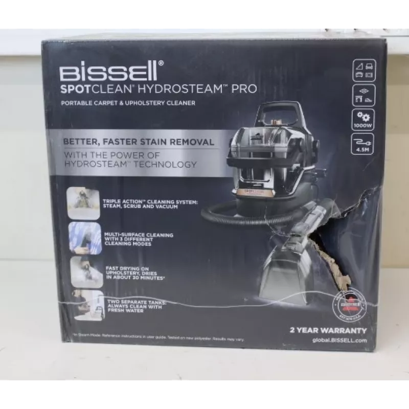 BISSELL SpotClean HydroSteam Pro Tragbarer Teppich- und Polsterreiniger, kabelgebunden, 1000 W, Schwarz