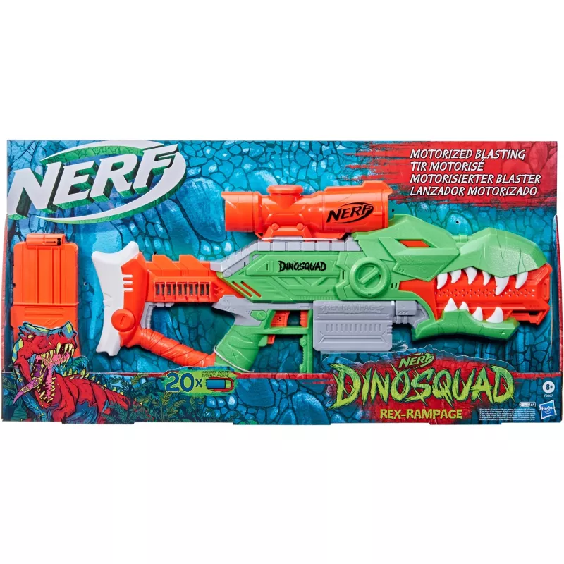 HASBRO Nerf DinoSquad Rex-Rampage Motorisierter Dart-Blaster - Grün/Orange