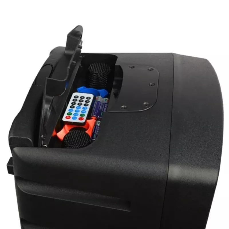 V-TONE BQ12 GO MP3 Aktiv-Lautsprecher 8 inch mit Akku, drahtlosem Mikrofon und Fernbedienung, Schwarz