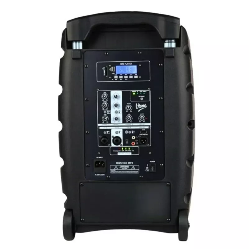V-TONE BQ12 GO MP3 Aktiv-Lautsprecher 8 inch mit Akku, drahtlosem Mikrofon und Fernbedienung, Schwarz