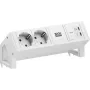 Bachmann DESK2 Pure White Desk Power Module mit 2x Schuko-Steckdosen und 65W USB-C PD, 0,2m Kabel, RAL 9010
