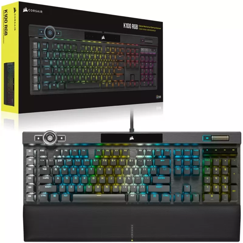 Corsair K100 RGB Gaming-Tastatur, CORSAIR OPX optisch-mechanische Switches, RGB LED, Schwarz