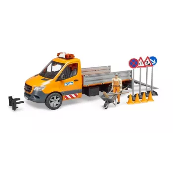 BRUDER MB Sprinter Municipal mit Licht- und Soundmodul, Orange, Maßstab 1:16