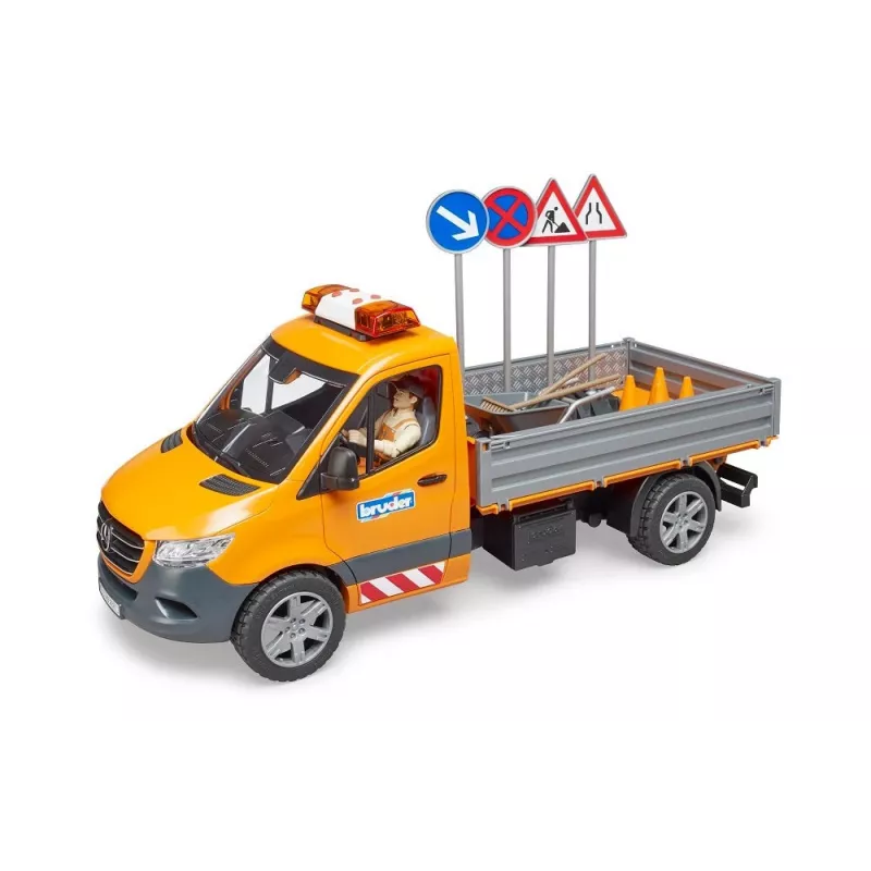 BRUDER MB Sprinter Municipal mit Licht- und Soundmodul, Orange, Maßstab 1:16