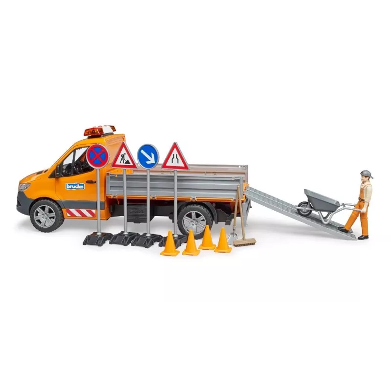 BRUDER MB Sprinter Municipal mit Licht- und Soundmodul, Orange, Maßstab 1:16