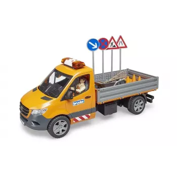 BRUDER MB Sprinter Municipal mit Licht- und Soundmodul, Orange, Maßstab 1:16