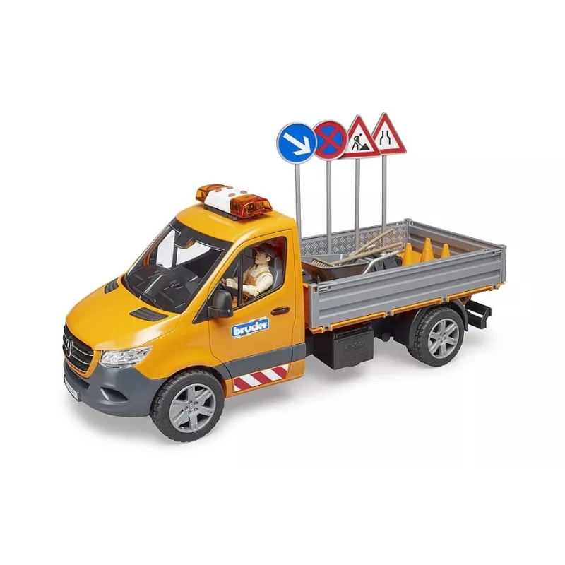 BRUDER MB Sprinter Municipal mit Licht- und Soundmodul, Orange, Maßstab 1:16
