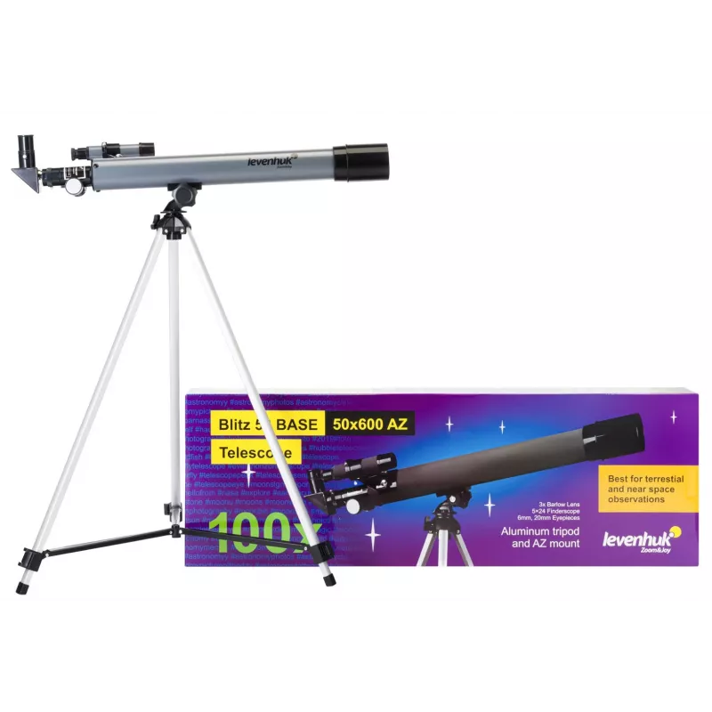 Levenhuk Blitz 50 Base Refraktor-Teleskop 100x Grau